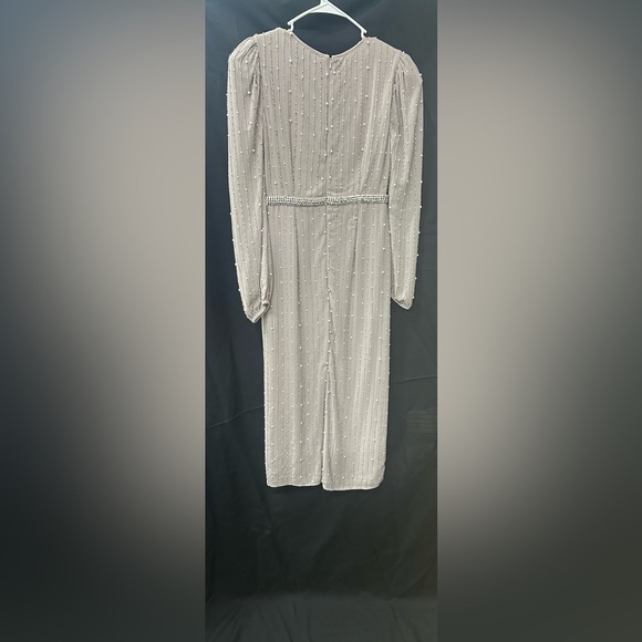 Mac Duggal 93622 NWT LONG SLEEVE PUFF SLEEVE BEADED MIDI DRESS - Picture 6 of 10